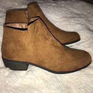 Brown suede booties